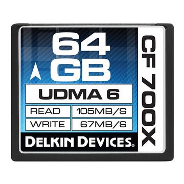 Delkin 64GB Compact Flash 700X 105MB/S Read 67MB/S Write Memory Card image 1