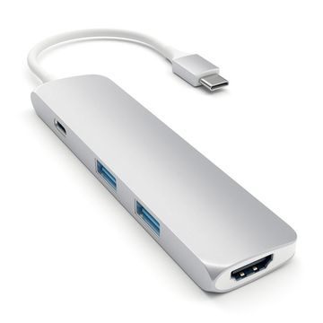 Satechi Aluminum USB-C Slim Multiport Adapter 4K - Silver image 1