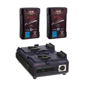 IDX Vlock Kit 2 x Endura CUE 75 Batteries, 1 x VL-2Plus Charger image 1