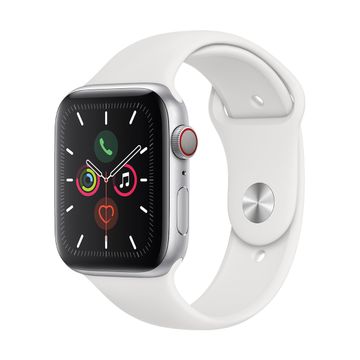 Apple Watch S5 44mm Silver Aluminium with white Sport Band + GPS image 1