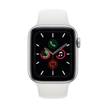 Apple Watch S5 44mm Silver Aluminium with white Sport Band + GPS image 2