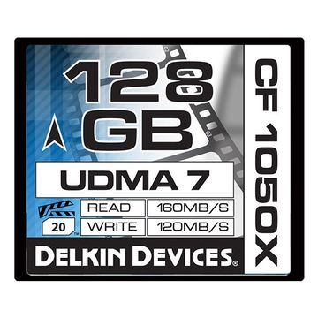 Delkin 128GB Compact Flash 1050X 4K Approved UDMA 7 Cinema Memory Card image 1