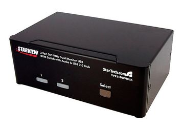 Startech 2 Port DVI VGA Dual Monitor KVM Switch with Audio & USB Hub image 1