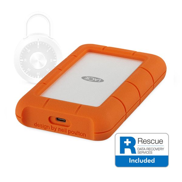 LaCie Rugged SECURE 2TB 256-BIT AES Encrypted All-Terrain Hard Drive