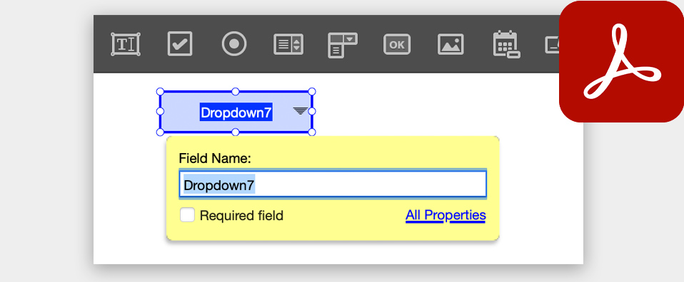 Form field placement in Adobe Acrobat